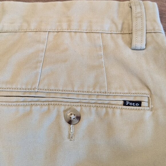 Polo Ralph Lauren Shorts Size 35 Beige Khaki Classic Fit Preppy 9in Cotton Chino - Picture 3 of 7